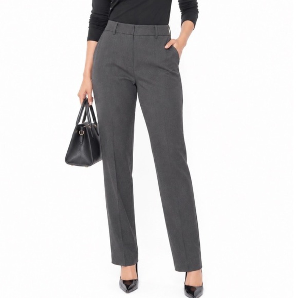 LOFT Kate Dress Scuba Pants Charcoal Gray Straight Leg Trousers 6T Career 54-23